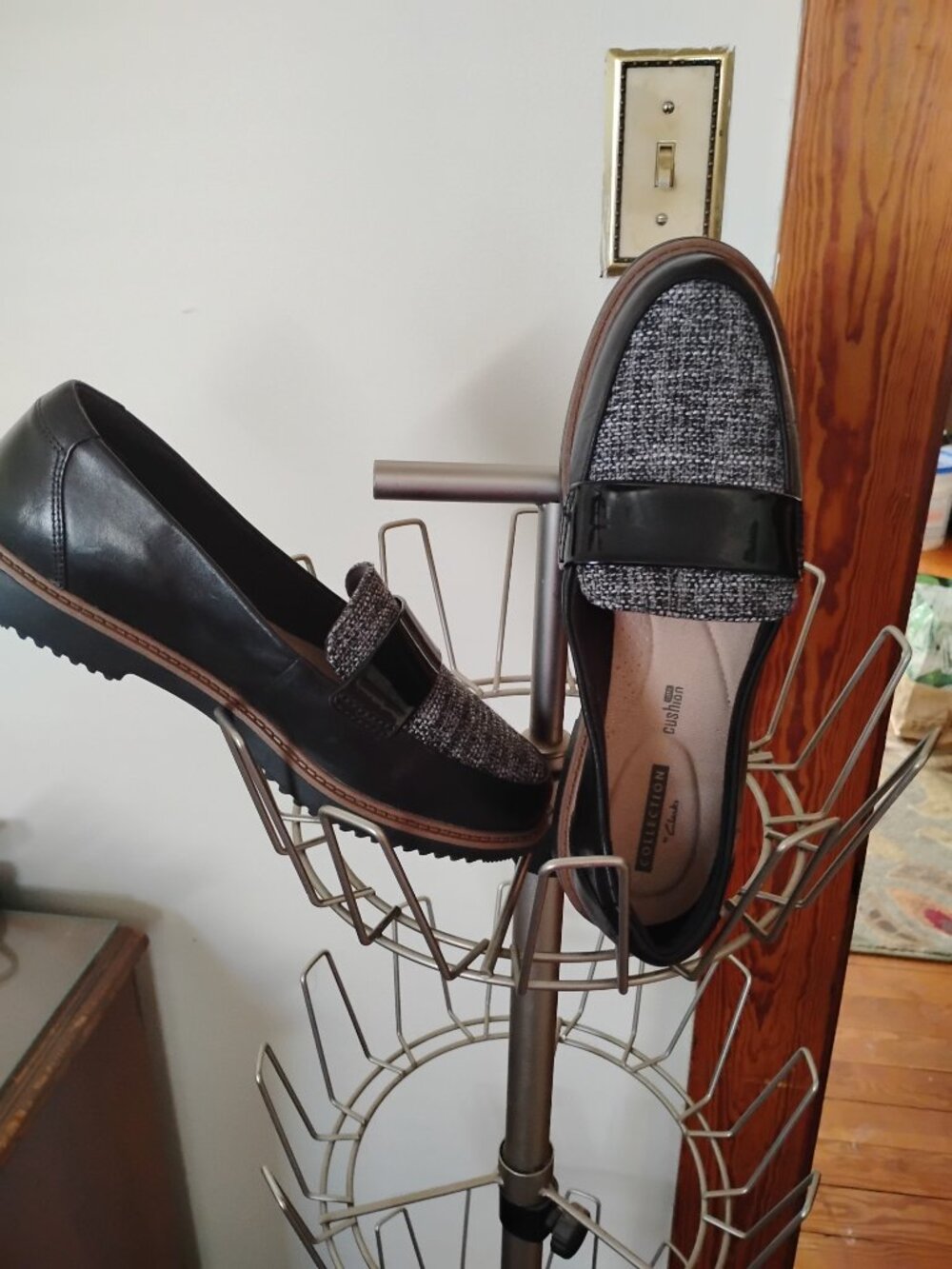 Clarks Black Leather and Tweed Loafer - Picture 2 of 4